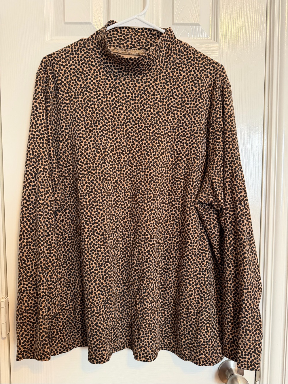 Lands’ End 2X Cheetah Leopard Print Mock Neck Top Relaxed Fit Plus Size